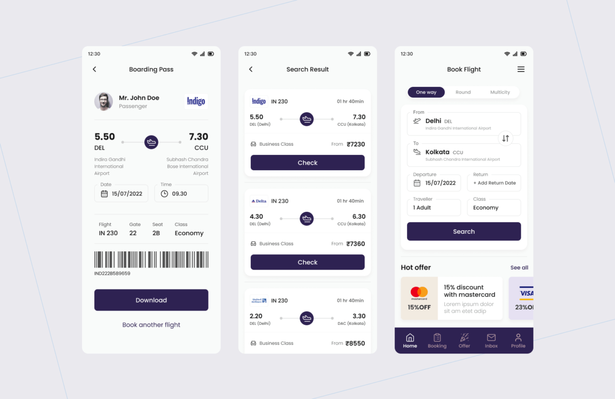 Flight ticket booking app